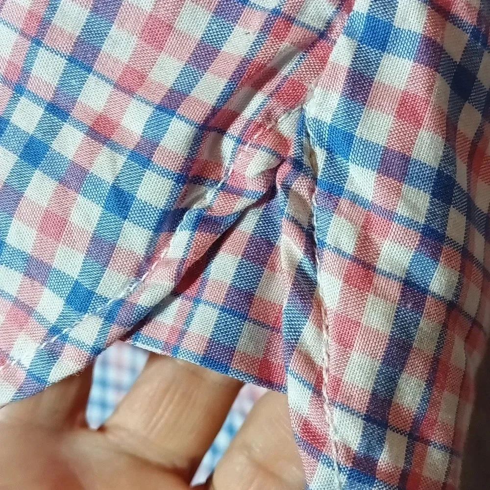 J. Crew Cotton cowgirl gingham pullover v-neck partial button up long sleeve - Picture 6 of 9
